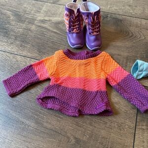 American Girl Doll sweater and boots. All like new and great condition